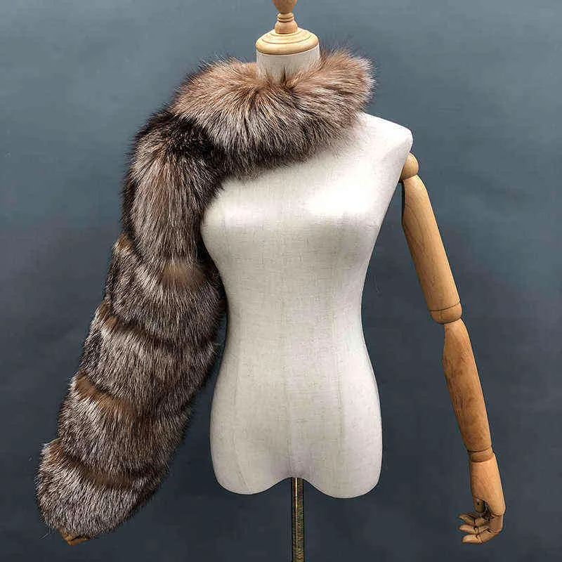 Fashion Fox Fur Coat Kobiety luksusowy rękaw z rękawem Y1230