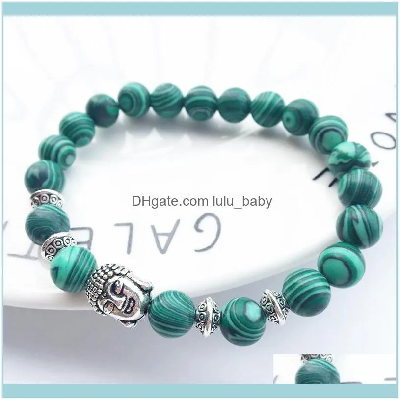 Charm Bracelets Classic Natural Malachite Beaded Bracelet Blue Lava Buddha Pearl Suitable Male And Female Friends Match1