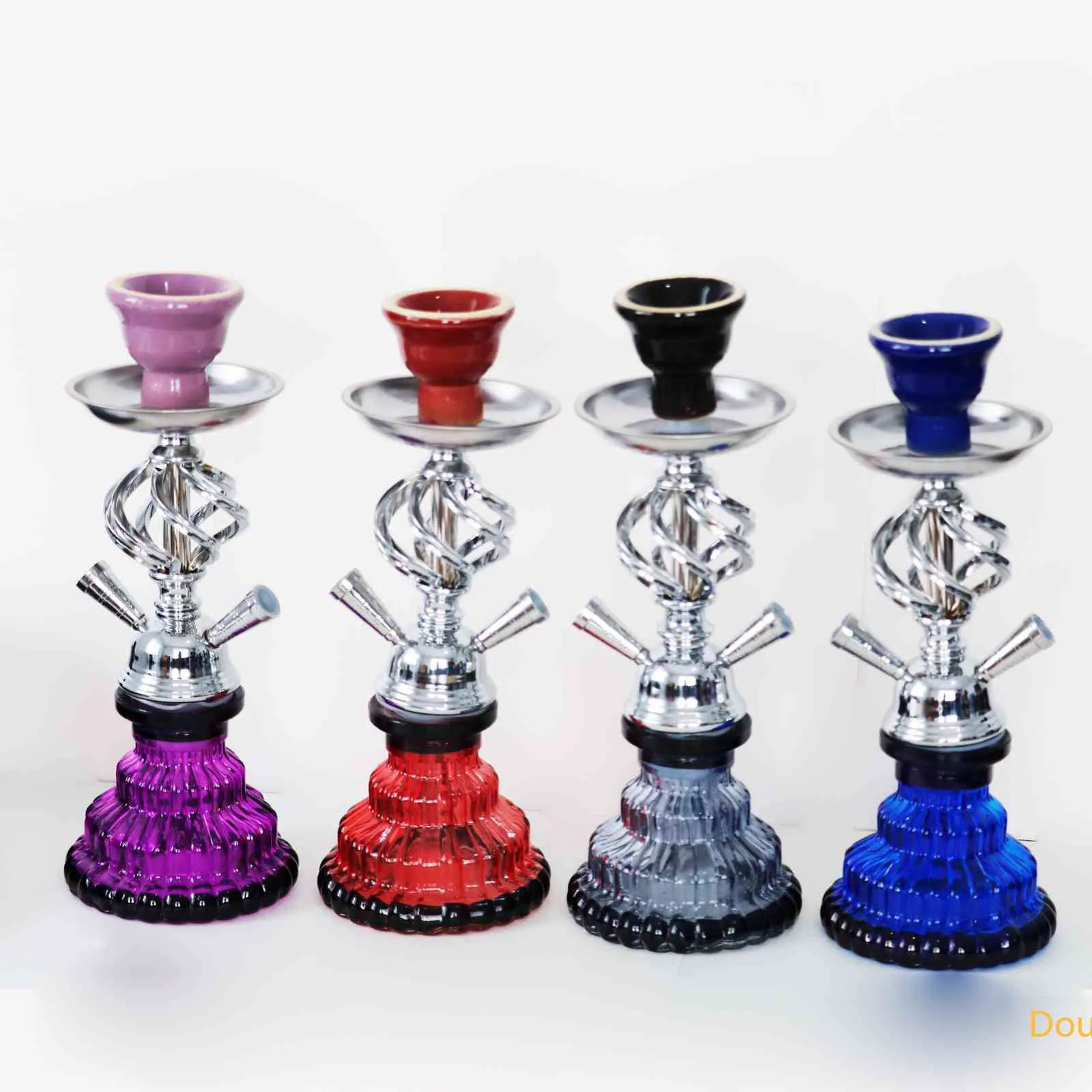 Juego de cachimbas pequeñas árabes cachimba acabada en doble tubo