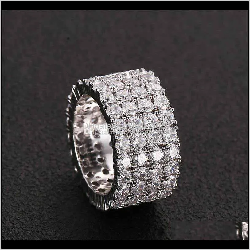 size 6-12 men women engagement wedding rings iced out 4 rows cz ring gold silver love ring diamond ring luxury nice gift