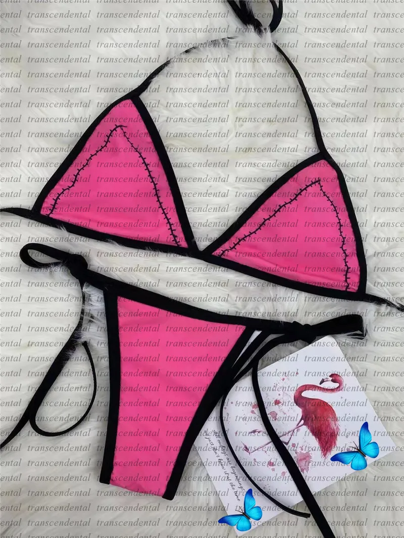 Pfirsichrosa Bikini C23 Damen Badeanzug Druck Badeanzug Hochwertige Badebekleidung mit Pads für Frauen273G