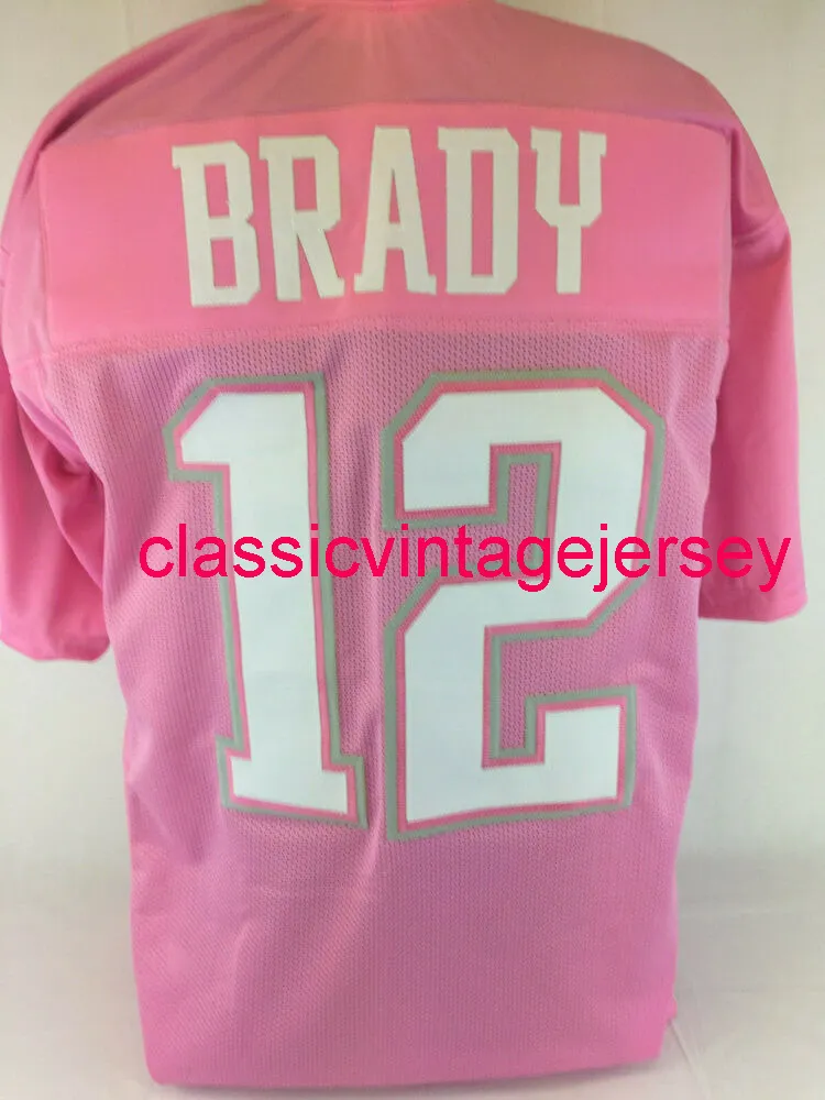 Män kvinnor ungdom tom brady anpassad sydd rosa fotboll tröja xs-5xl 6xl