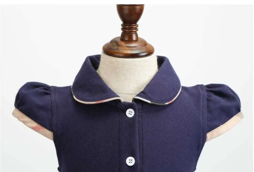 Baby girls dress kids lapel college wind bowknot short sleeve pleated polo shirt skirt children casual designer clothing kids clothes