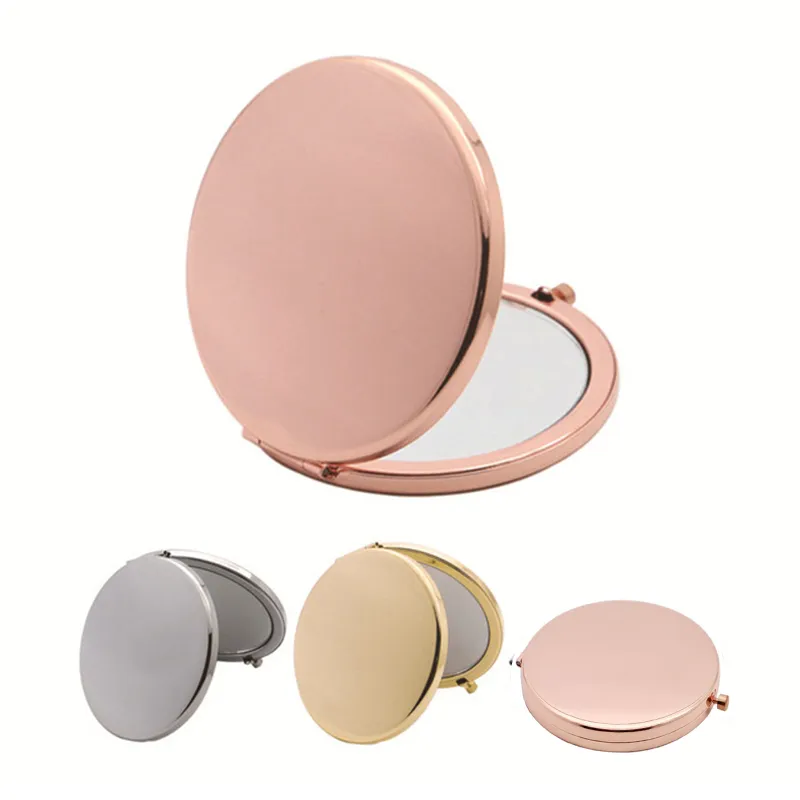 70MM Metal Makeup Mirror Travel Portable Double Sided Folding Mirrors Creative Birthday Gift