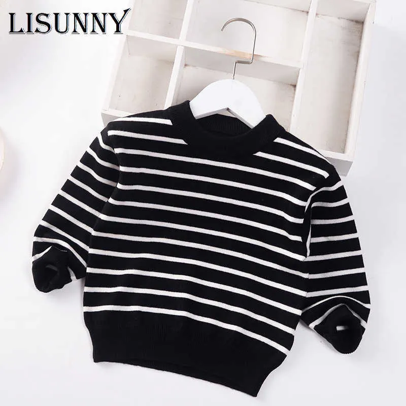 Suéter De Jalete A Rayas Para Niños: Jersey De Algodón O Cuello