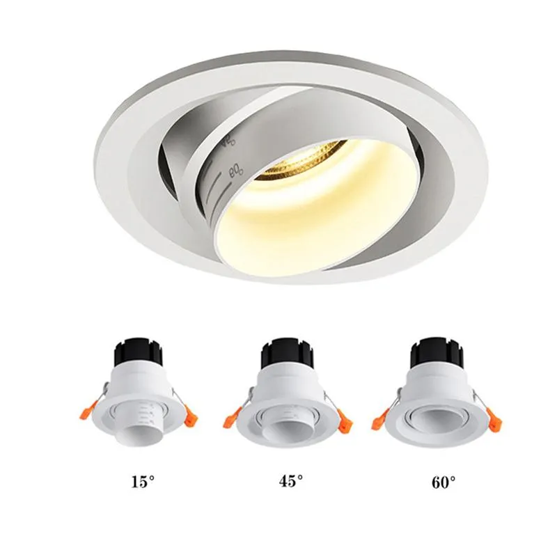 Downlights Zoom Kąt wiązki Regulowany 15/45/60 Stopni LED COB Wnęka Downlight 10 W 12W 15W Sufitowe światło do zdjęcia Backgroun