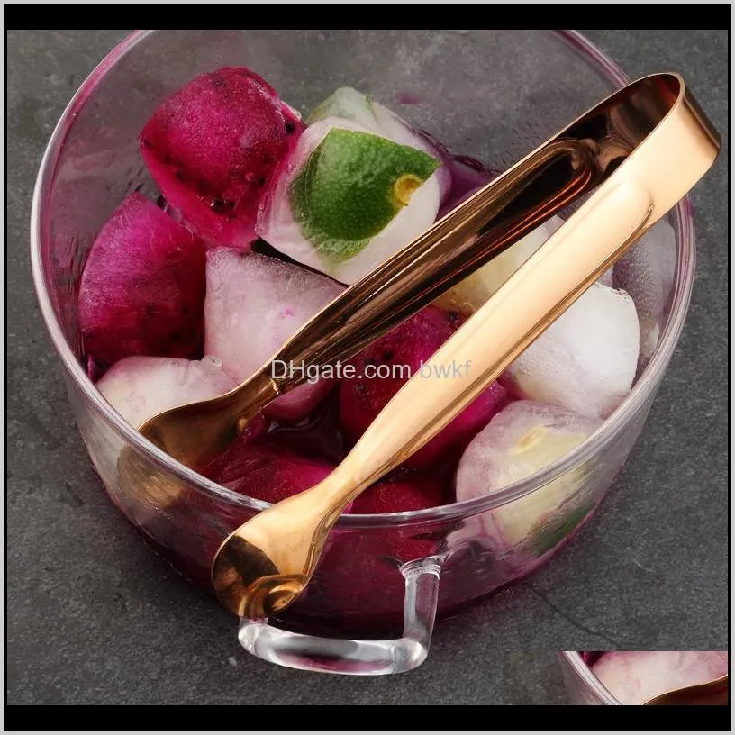 stainless steel rose gold silver ice tong portable barbecue bbq clip bread food square sugar cake ice clamp bar kitchen tool 1pc