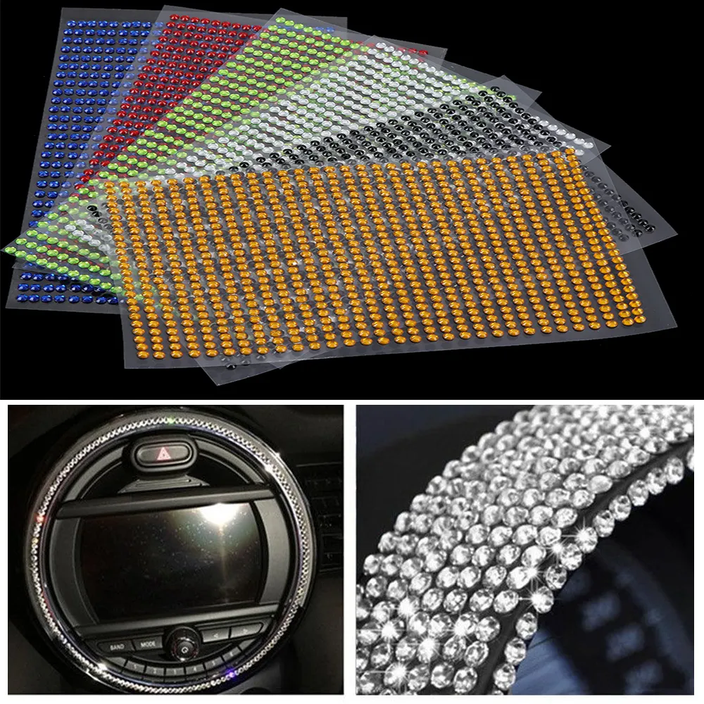 3mm DIY Kristalle Strass Auto Dekor Aufkleber Styling Zubehör Mobile/pc Kunst Diamant Selbst Klebe Aufkleber Dekor Aufkleber