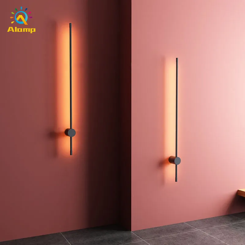 Nordic Minimalista Longa Lâmpada de Parede Moderna Tube Sconce Luz Indoor Sala de Estar Quarto Levados Lâmpadas de cabeceira Casa Decoração Iluminação Luminárias