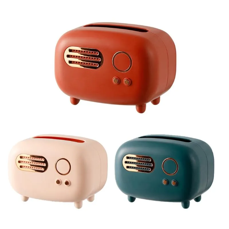 Cute Creative Radio Shaped Pumping Tissue Box Paper Holder Napkins Case Home Small Items Organizer Desktop Decoration Boxes &