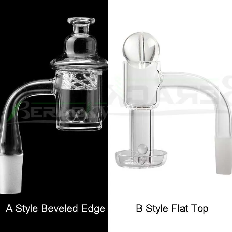 Beracky Two Styles Beveled Edge/Flat Top Terp Slurper Smoking Quartz Banger With Glass Spinning Carb Cap 10mm 14mm 18mm Male Female Nails For Dab Rigs Water Bongs