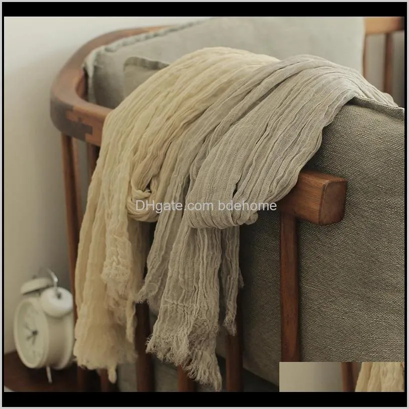 spring summer autumn solid color cotton linen folds scarves for men women travel sunscreen towel air-conditioned room shawl c511