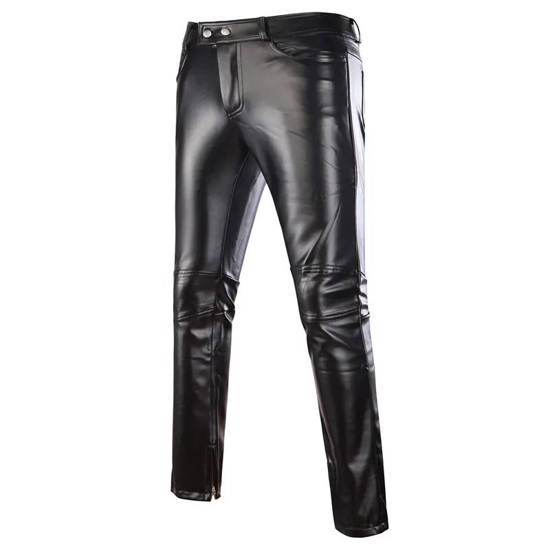 Stile Mens Skinny Shiny Gold Silber Schwarz PU Leder Hosen Motorrad Männer Nachtclub Bühne Hosen für Sänger Tänzer Casual Trou