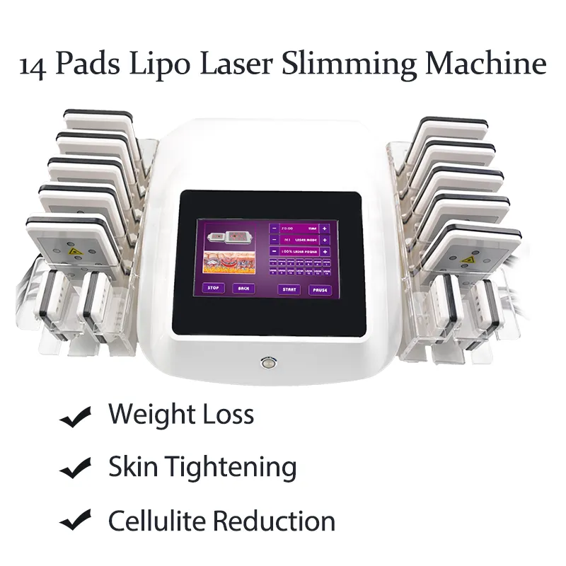 Portable 14 pads lipolaser slimming equipment lipo laser beauty machine for cellulite reduction