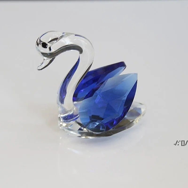 Crystal Swan Figurine Glass Ornaments Animal Paperweight Diamond Arts Collection Table Home Decoration Crafts Miniature Gifts RRD12855