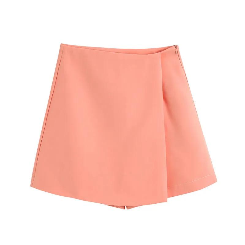 BLSQR Femmes Chic Asymétrique Wrap Pantskirt Femme Haute Taille Side Zipper Office Wear Femme Shorts 210430