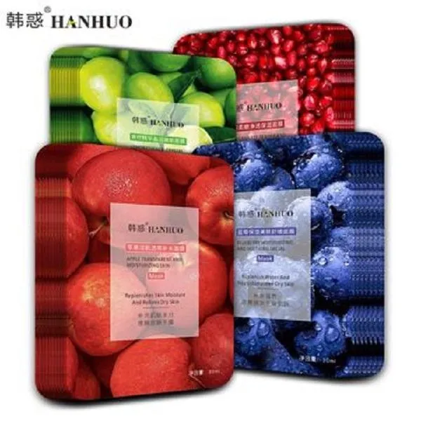 Hanhuo Fruit Essence Facial Máscara Profunda Abastecimento de Água De Água Penetrando Peels 50 pcs Um lote grande ordem pode verificar o preço 30ml líquido Peso 10 estilos para opção