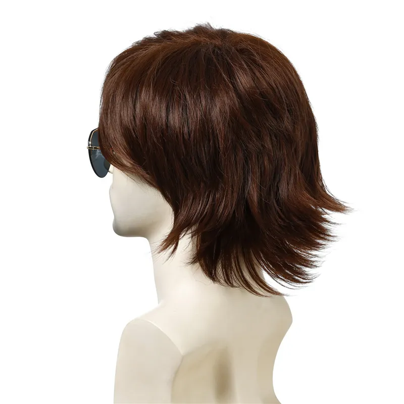 10.5 inches Men's Synthetic Wig Brown Color Pelucas Perruques de cheveux humains Simulation Human Remy Hair Wigs WIG-M07