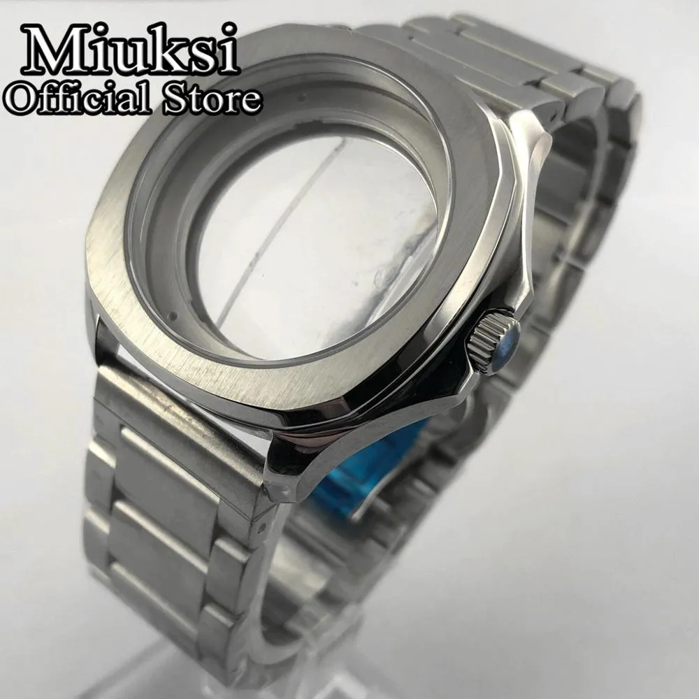 40mm silver case sapphire crystal watch case fit ETA2836 Miyota 8205 8215 821A Mingzhu DG2813 3804 Seagull 1612 movement