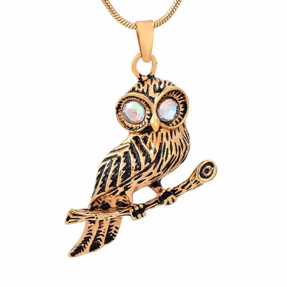 Stainless Steel Fashion Owl Cremation Pendant/Ashes Keepsake Jewelry Necklace Memorial Pet