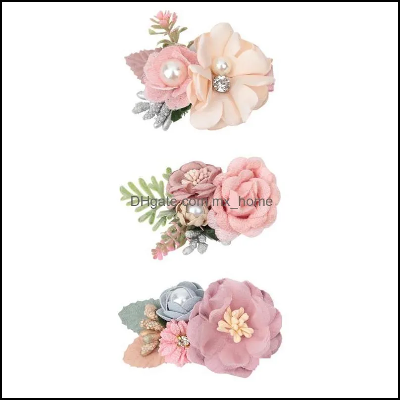 2021 Fashion Newborn Silk Flower Hair Clips Fabric Hair Flowers For Kids Girls Birthday party xmas DIY Headwear Accessories