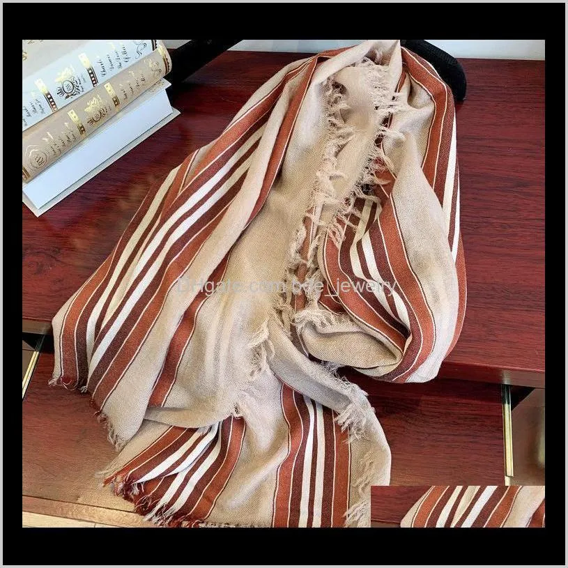 striped printing scarf women men scarves 100% cashmere vintage tassl winter warm 200*100cm