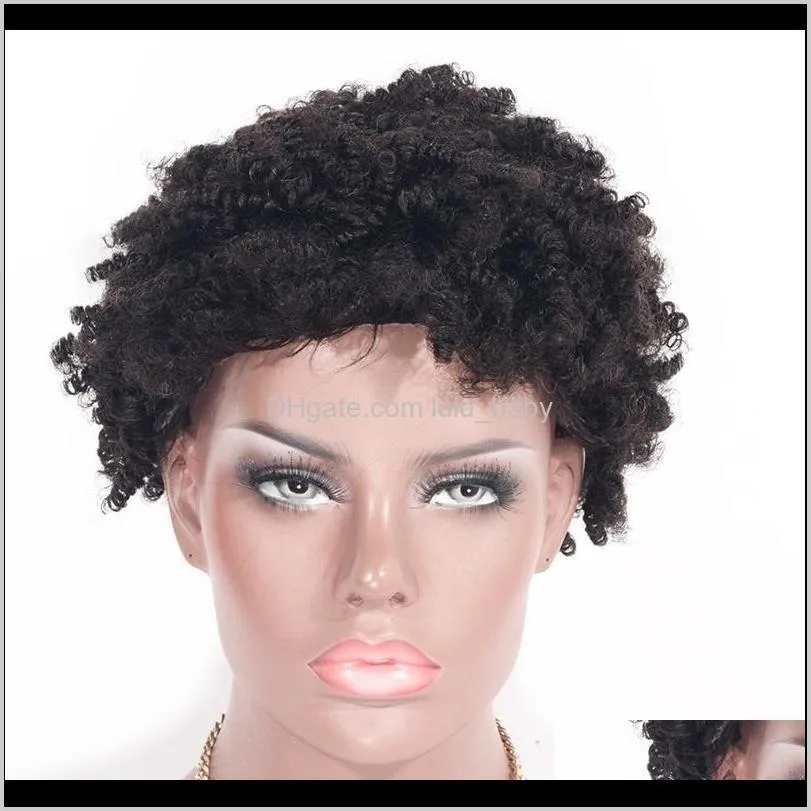 zhifan afro style 8 inch short kinky curly bob full lace wigs human hair for black women