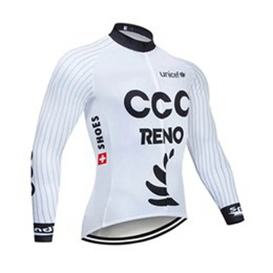 CCC Equipe Bike Men's Ciclismo Longo Manga Longa Jersey Primavera / Autum Road Corridas Camisas Andar Bicicleta Tops Respirável Esportes Ao Ar Livre Maillot S21050565