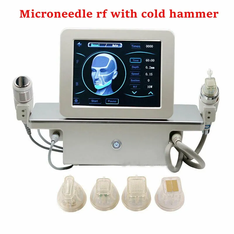 Taşınabilir Kesirli Mikro İğne RF Makinesi Soğuk Çekiç Yüz Germe Cilt Sıkın Küçültme Gözenekleri Shrink Streç İşlemleri Tedavi 10/25/64 / Nano Kartuş İpuçları