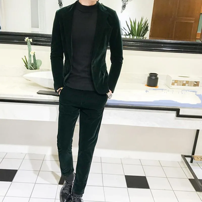 フルキーボードを隠し持つスマホ メンズスーツblazers 21ファッションブラックメンズ豪華グロールウェディングベロア 紳士ドレス2ピースセットフランネルグリーンスーツ 長期保管品 Vtech Computer Com