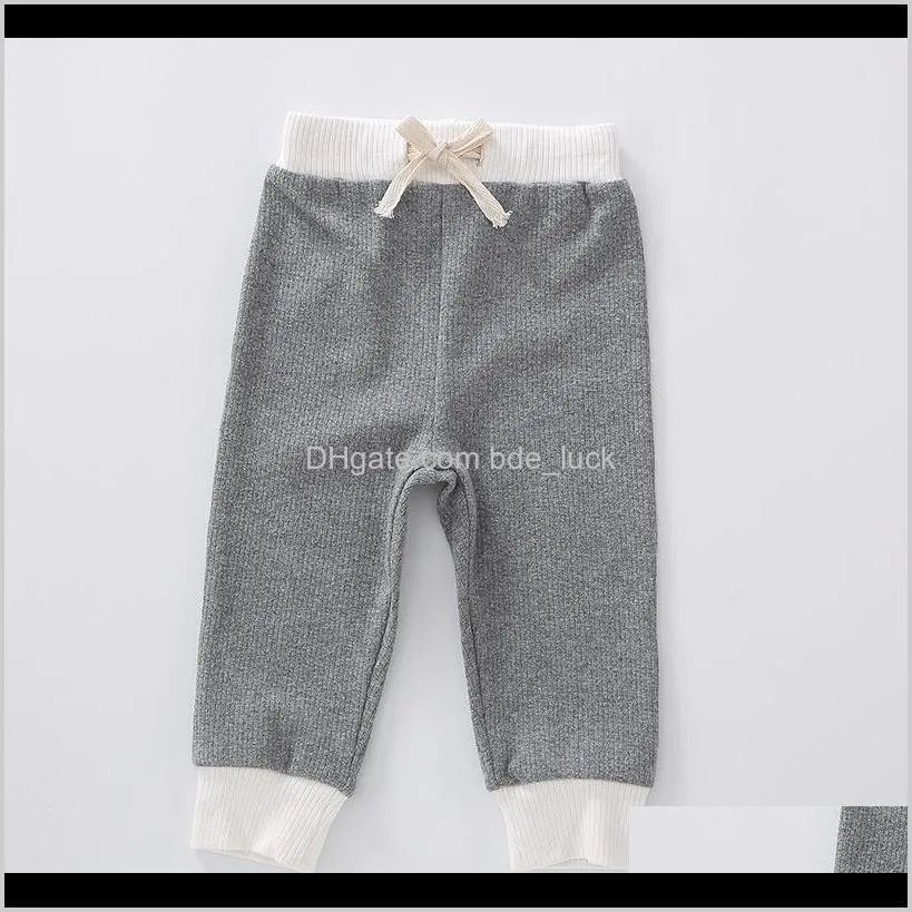 2pcs baby clothes boy and girls ribbed fashion set top and pants long sleeves kids waistband string high quality cotton kids set