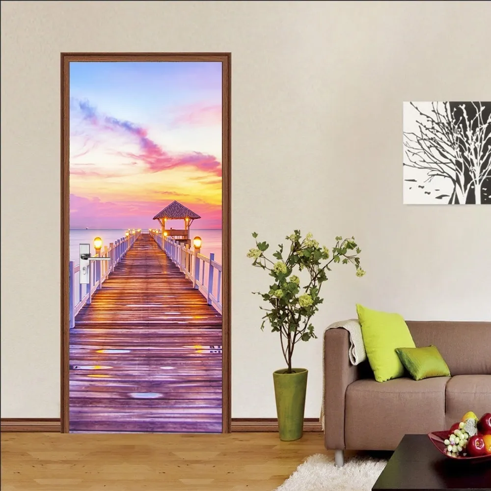 Adesivo Per Porta 3D Moderno – Effetto Murale, Autoadesivo E Rimovibile (77x200 Cm)