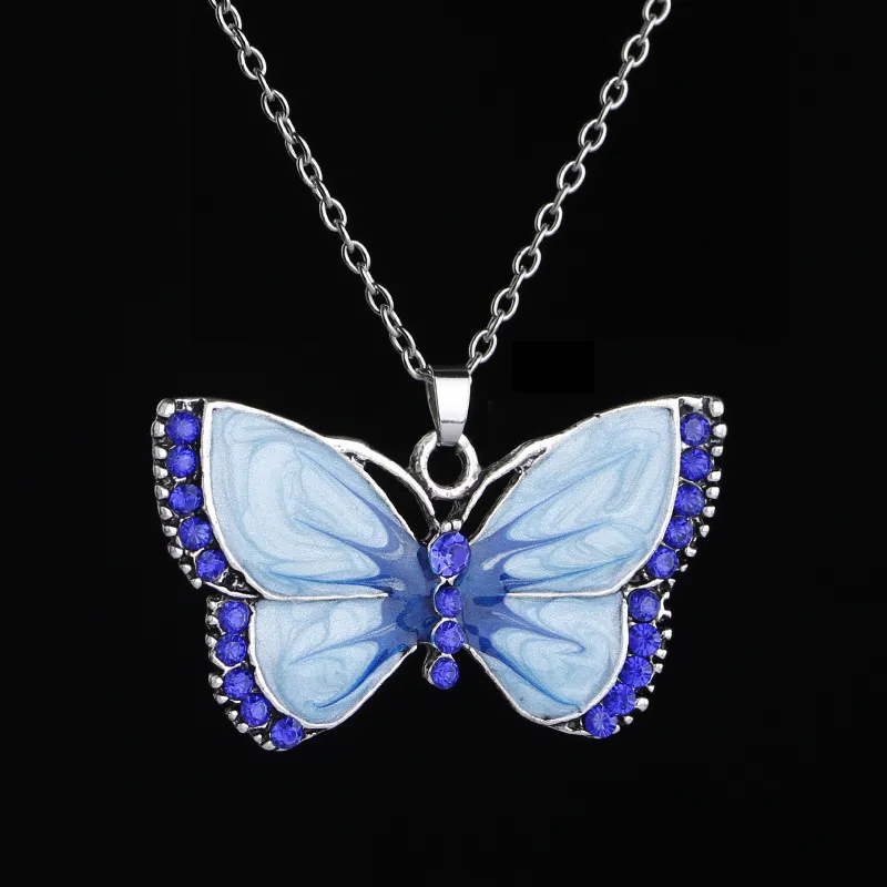 enamel diamond butterfly necklace colorful women necklaces pendants fashion jewelry will and sandy