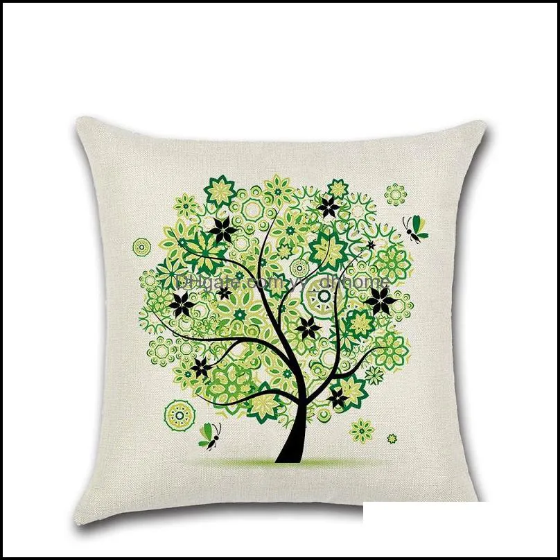 Life Tree Decorative Pillow Case Cover Cotton Linen Bright Colorful Pillowcase Home Textile Modern Decorative 45x45cm