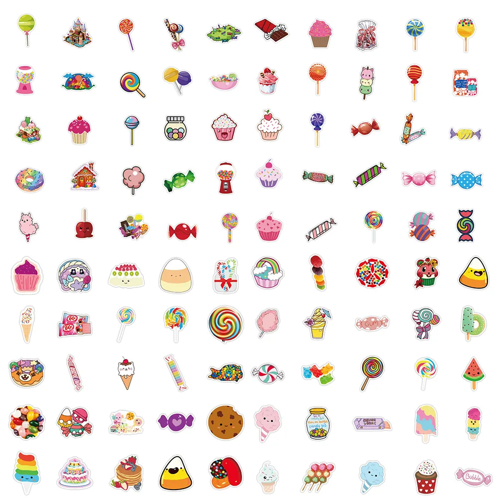 100 Stück bunte süße Süßigkeiten-Aufkleber, niedliche VSCO-Aufkleber für Skateboard, Laptop, Gepäck, Fahrrad, Aufkleber, Kinderspielzeug, Geschenke