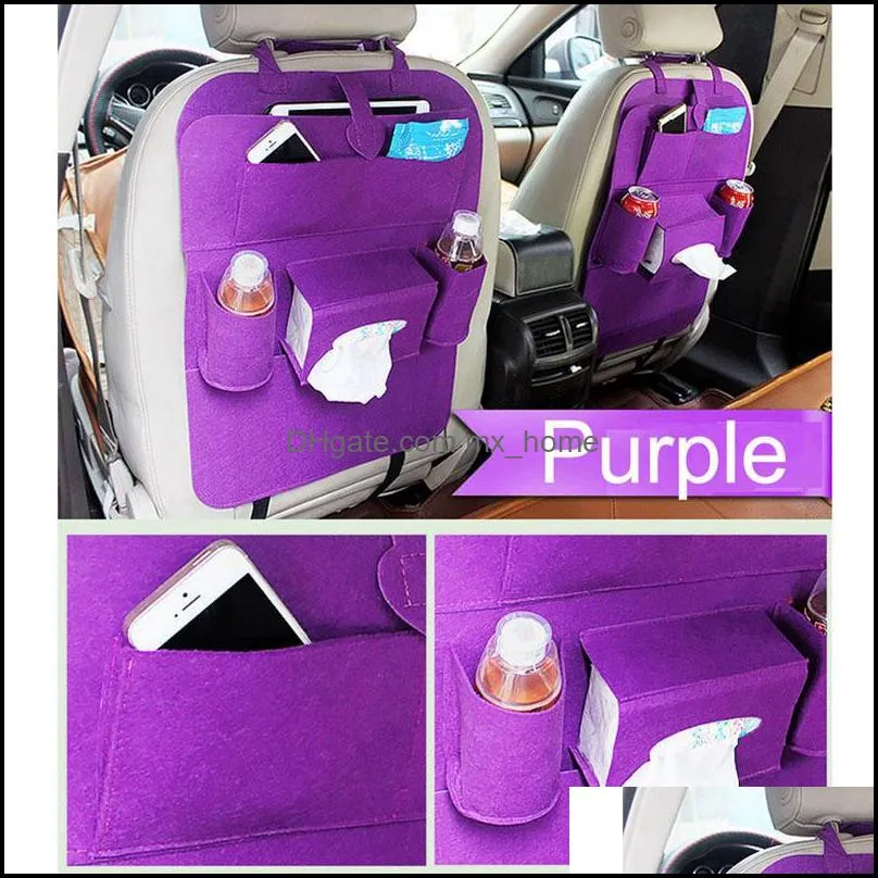 Car Seat Back Storage Bag Organizer Holder Felt Cloth Multi-Pocket Auto Car Storage Organization Hanging Bag Washable Pouch VTKY2339