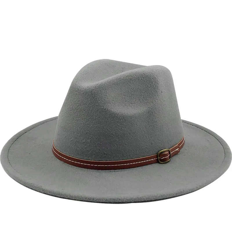 Cappello fedora invernale da donna in lana con nastro in pelle