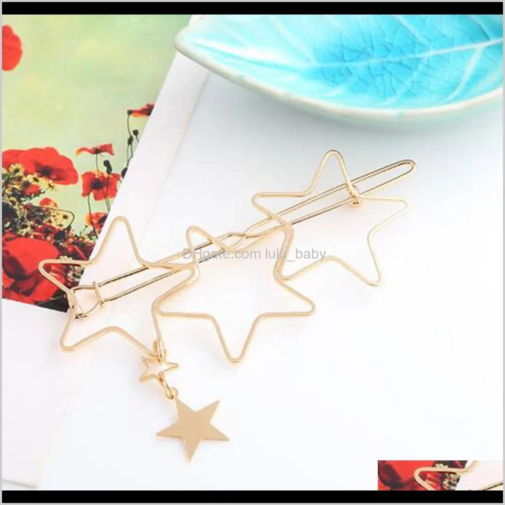 new hot woman hair accessories five-pointed star hair clip pin metal copper hairgrip barrette girls holder hair clip