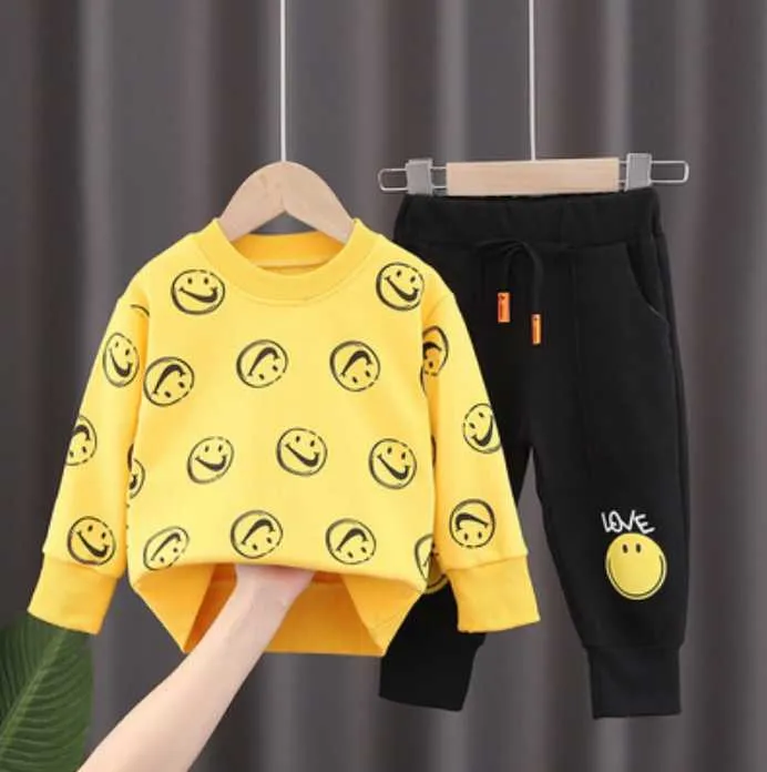 Casual Çocuk Giyim Seti Kız Kıyafetler İlkbahar Sonbahar Bebek Uzun Kollu Tops + Pantolon Erkek Kız