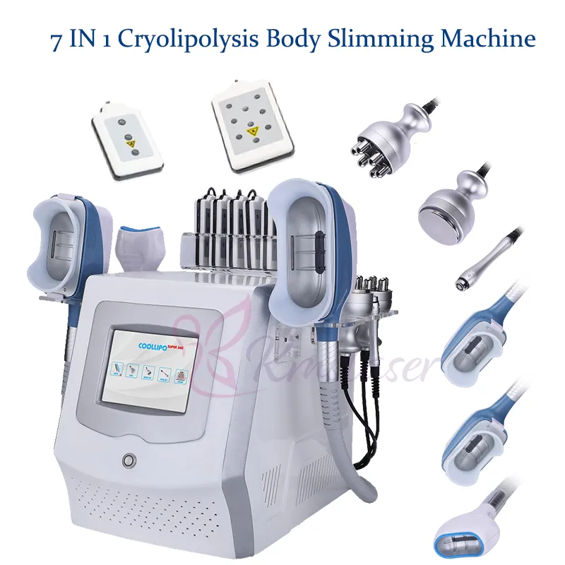 7 في 1 الدهون تجميد آلة التخسيس cryolipolysis التجويف rf شفط الدهون معدات التجميل البليون مع مزدوجة الذقن cryo مقبض