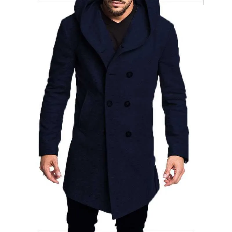 ZOGAA, chaqueta de mezcla de lana para hombre, gabardina larga de moda informal cálida para hombre, S-3XL, abrigos y chaquetas para hombre, cortavientos para hombre 211011