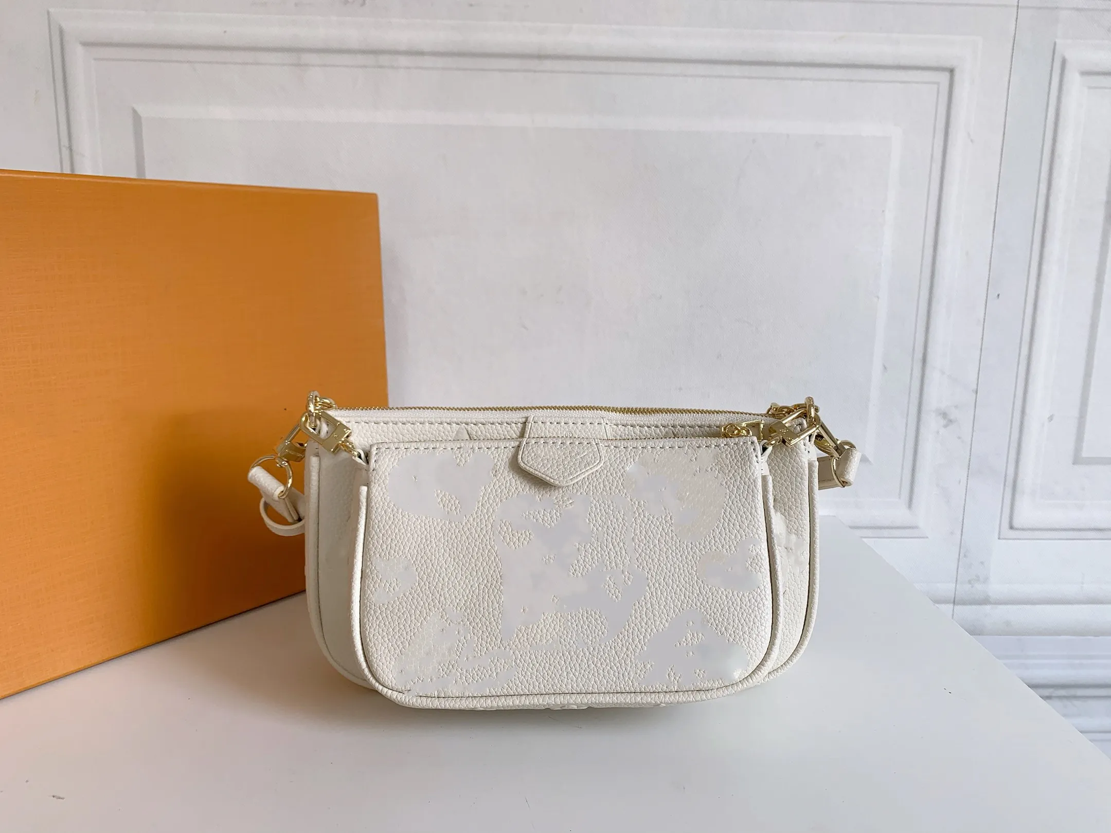 Yeni Kadın Favori Hakiki Deri Moda Çanta Çok Pochette Accessoires Çantalar Çiçek Mini Pochette 3 adet Kabartmalı Lychee Desen Çanta Omuz Çantaları