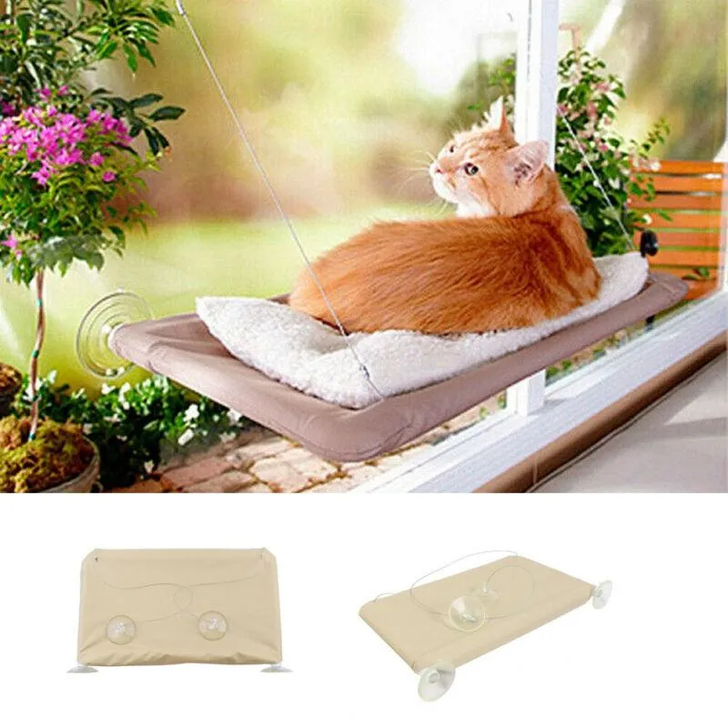 Lits pour chats, meubles suspendus pour animaux de compagnie, hamac doux et confortable, monté sur fenêtre, tapis de canapé, coussin, siège d'étagère avec aspiration