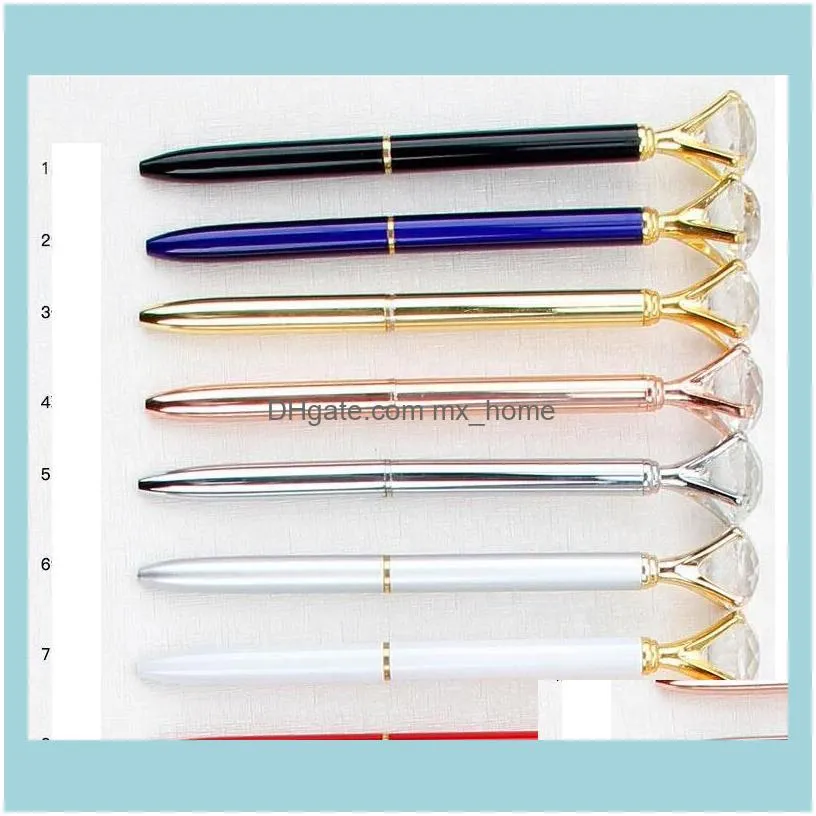 Ballpoint Pen Crystal Diamond Ballpoint Pen Metal Kawaii Ballpen Large Diamond Stationery Fashion School Office Supply Gifts ALSK302