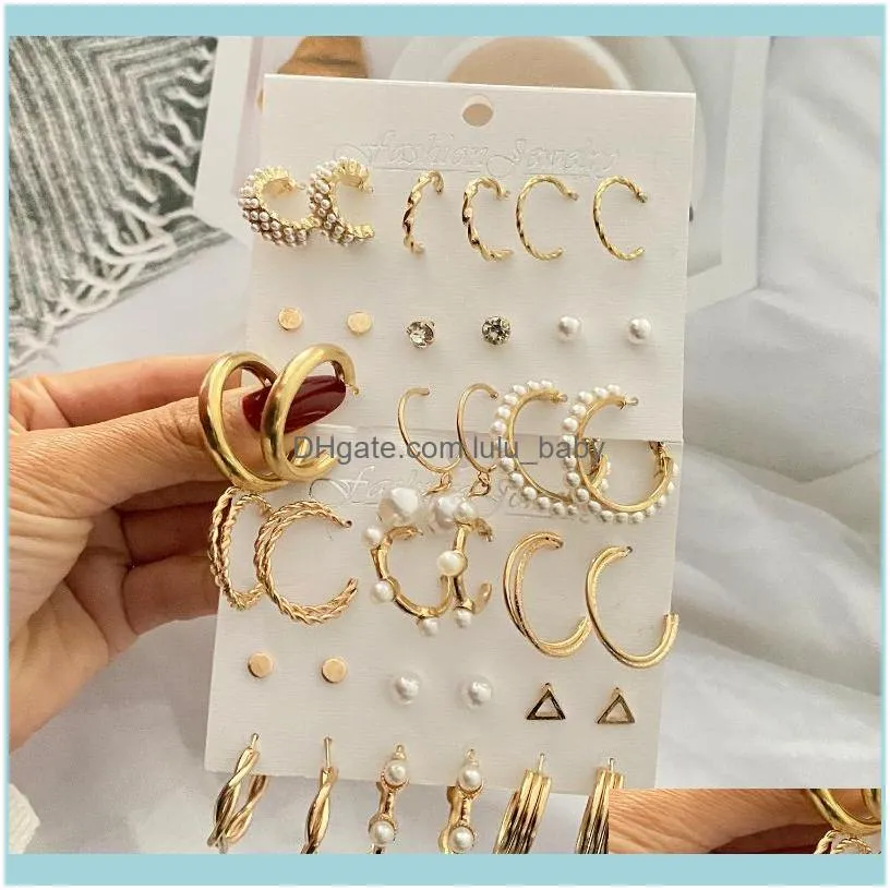 Jewelryfashion Pearl Hoop Kolczyki dla kobiet Geometirc Gold Metal Circle Brincos Trend Prezent Hie Drop dostawa 2021 Z7RNA