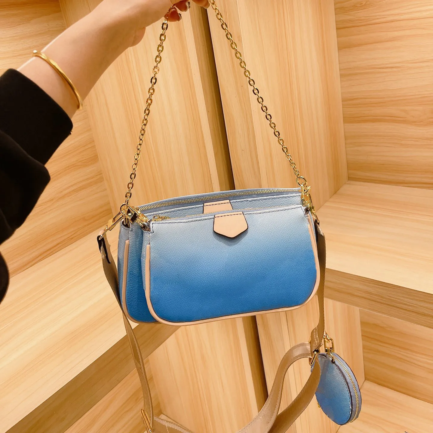 20SS Oblique Bags Luxury Gradient Three Piece Set Women Designers Shoulder Embroidery Knitting Canvas Cross Body Vintage Wallet Totes Clutch Fashion From 0 09 DHgate