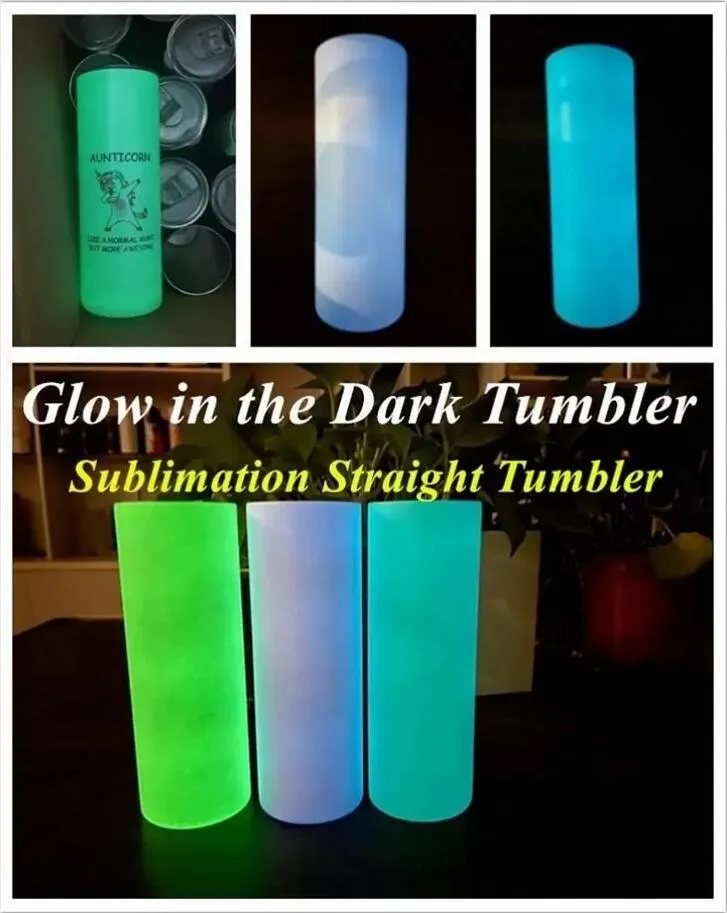 Wholesale 20 OZ Sublimation Blanks Luminous Skinny Tumbler Straight Tumbler  with Straw Glow Manufacturer and Supplier