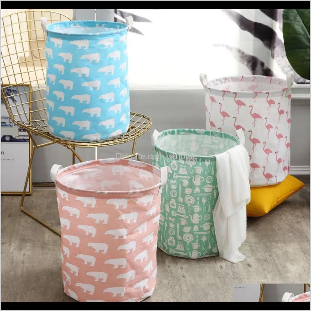 New Foldable Storage Baskets Waterproof Cotton Linen Storage Bag Desktop Clutter Cosmetic Snacks Toy Organization Storage Bins