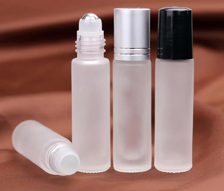 200PCS / parti 10ml frostat rullboll parfymflaskor, tomma kosmetiska behållare rullar på flaska för eterisk olja sn404