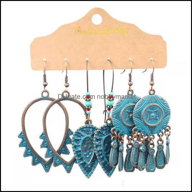 vintage water drop dangle earrings for women luxury designer bohemian style turquoise dangling earrings boho ethnic earring jewerly